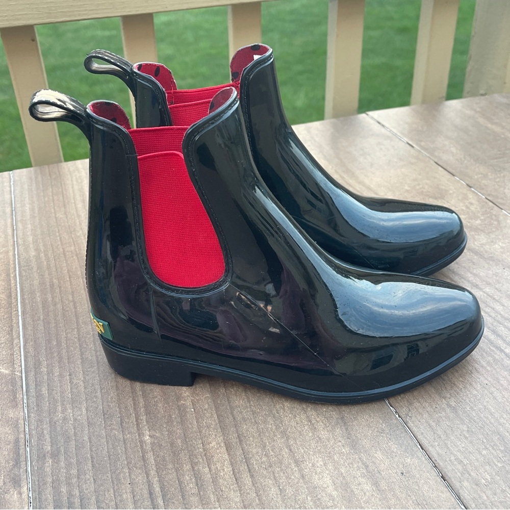 Lauren Ralph Lauren Black and Red Rain Boots